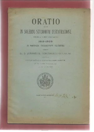 ORATIO QUAM IN SOLEMNI STUDIORUM INSTAURATIONE curso academico 1919- 1920 in Pontificia Universitate Valentina