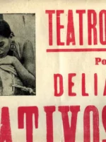 CARTEL TEATRO APOLO de VALENCIA, DELIA ZAPATA al frente de un grupo de NATIVOS COLOMBIANOS 1958., plegado