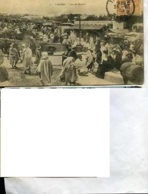 postal de TANGER costumbrista COIN DU MARCHE nº 56 Mathavin circulada ,con cuño año 1920