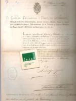 d. CARLOS DE VALCARCEL Y USSEL DE GUIMBARDA concede plaza de cabo de mar de 2ª clase a MANUEL DAMIÁ Y GABARDA, Cartagena 20 setiembre de 1886