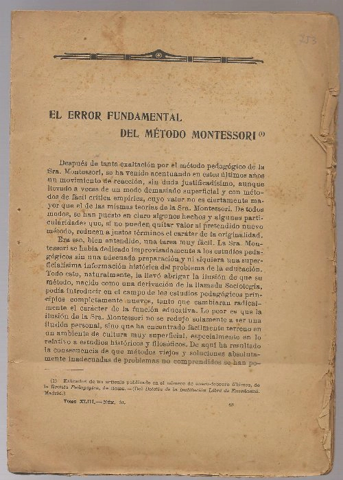 EL METODO DE LA PEDAGOGIA CIENTIFICA. Trad JUAN PALAU VERA
