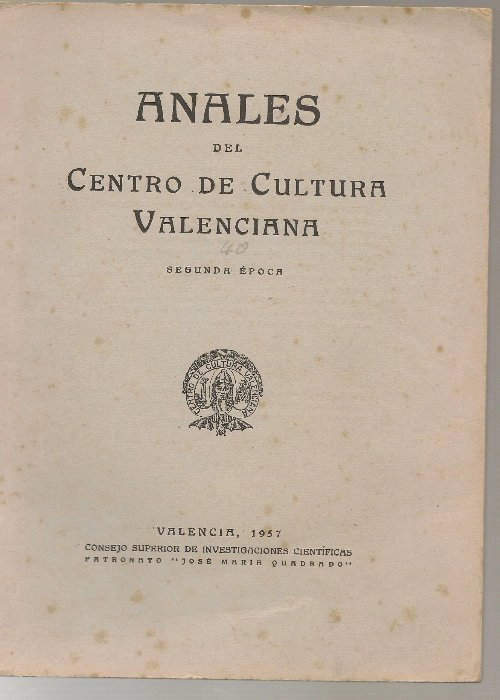 ANALES DEL CENTRO DE CULTURA VALENCIANA Nº 40, 2ª epoca