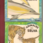 2 CUENTOS hojas de cartón duro, ANIMALES DE LA SELVA y ANIMALES DEL OCEANO