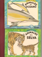 2 CUENTOS hojas de cartón duro, ANIMALES DE LA SELVA y ANIMALES DEL OCEANO