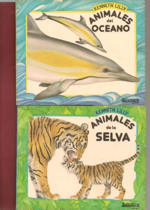 2 CUENTOS hojas de cartón duro, ANIMALES DE LA SELVA y ANIMALES DEL OCEANO
