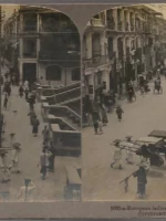 FOTOGRAFIA ESTEREOSCOPICA, en cartón,, American Stereoscopic Co, New York prox 1900, nº 1065 a- EUROPEAN LADIES SHOPPING IN HONG KONG, (mujeres europeas de compras en Hong Kong, CHINA 18x 9 CM.
