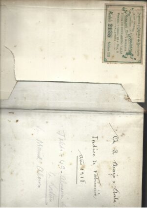 vda BERNARDINO VALLS- VALENCIA REGISTRO FABRICACIÓN Y RECETARIO 1918