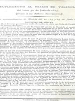 SUPLEMENTO AL DIARIO DE VALENCIA 30 junio 1823 , general revolucionario LOPEZ BAÑOS derrotado por mariscal vizconde SANMAR , 21 junio 1823 1 HOJA,